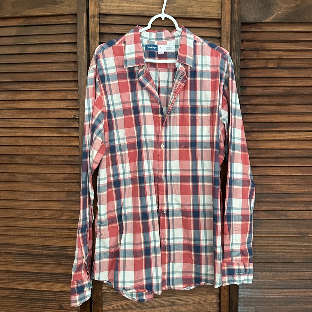 NWOT Old Navy Tall Men's Red Plaid Shirt